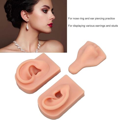 3pcs الأذن أنف أجزاء جسم السيليكون ، الأذن أنف ثقب أجزاء الجسم ، نموذج ثقب السيليكون لتمارين الوخز بالإبر محاكاة الأذن والأنف ومجوهرات مختلفة DI (بيج الضوء) in Saudi Arabia