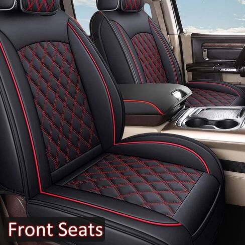ROCCS Leather Seat Covers 5 Seats Full Set Fit for 2009-2024 Dodge Ram 1500 Cushion Cover Breathable,2010-2023 Dodge Ram 2500 3500 Airbag Compatible Waterproof Truck Seat Cover Black in Saudi Arabia