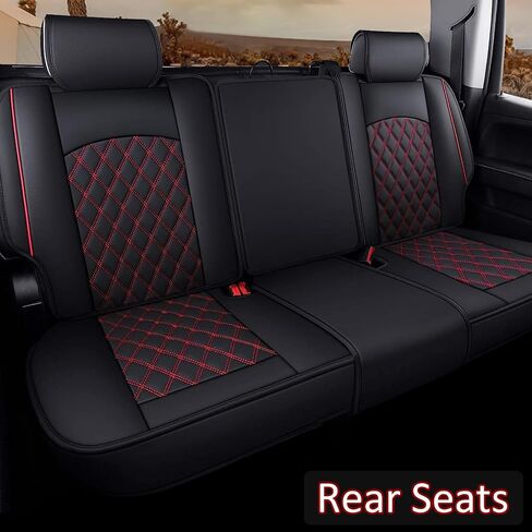 ROCCS Leather Seat Covers 5 Seats Full Set Fit for 2009-2024 Dodge Ram 1500 Cushion Cover Breathable,2010-2023 Dodge Ram 2500 3500 Airbag Compatible Waterproof Truck Seat Cover Black in Saudi Arabia