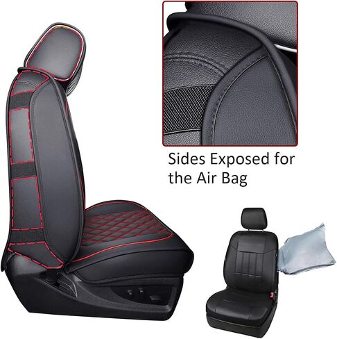 ROCCS Leather Seat Covers 5 Seats Full Set Fit for 2009-2024 Dodge Ram 1500 Cushion Cover Breathable,2010-2023 Dodge Ram 2500 3500 Airbag Compatible Waterproof Truck Seat Cover Black in Saudi Arabia