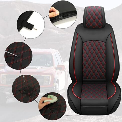 ROCCS Leather Seat Covers 5 Seats Full Set Fit for 2009-2024 Dodge Ram 1500 Cushion Cover Breathable,2010-2023 Dodge Ram 2500 3500 Airbag Compatible Waterproof Truck Seat Cover Black in Saudi Arabia