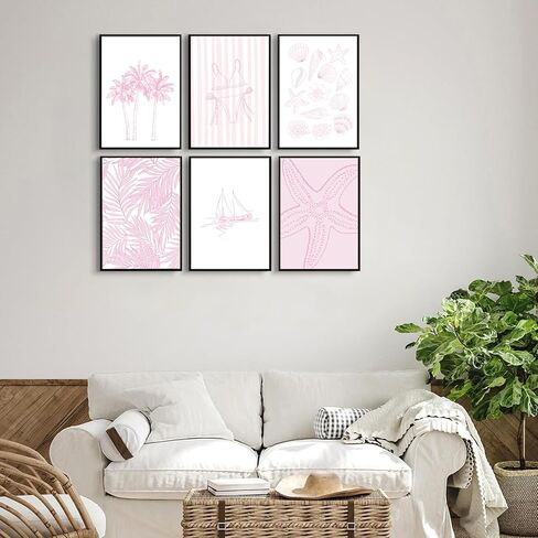 Pink Coast Bikini Shell Canvas Art Fashion Swimwear Beach Decore Preppy Coast Poster Print Works for Roilway Room and Room Room Decore 8x10in in Saudi Arabia