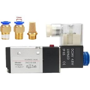 3V210-08 Pneumatic Solenoid Valve 3 Way 2 Position Air Directional Control Valve Pneumatic Valve DC12V 24V AC110V 220V(10mm fittings-NC,DC12V) in Kuwait