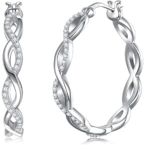 925 sterling Silver Hoop أقراط للنساء hypoallergenic Zirconia Zirconia twisted eearrings خفيفة الوزن الأقطاب من المجوهرات in Kuwait