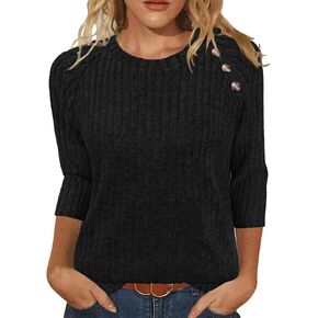 سترات النساء السقوط السقوط 3/4 طول الأكمام قمم الطاقم القمصان زر القمصان غير الرسمية ملابس شتوية لطيفة in Kuwait