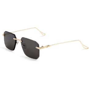 Rimless Rectangle Sunglasses for Men Women Cool Frameless Sun Glasses Vintage Square Eyewear in Saudi Arabia