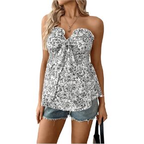 قمم الأمومة النسائية MakeMechic Eyelet Temelet Frill Trim Ruched Cut Out Out Oblessed Top Top Top in Kuwait