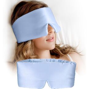 Silk Sleep Mask for Women and Men, Side Sleeper, 22 Momme Pure Mulberry Silk Total Blackout 100% Mulberry Eye Mask with Adjustable Headband Full Size, Eye Masks for Sleeping and Travel in Saudi Arabia