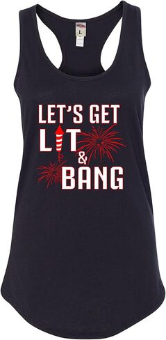 اذهب إلى جميع النساء ، لنحصل على Lit & Bang Funny 4th of July Fireworks Slicfeless Tank Top T-Shirt in Kuwait