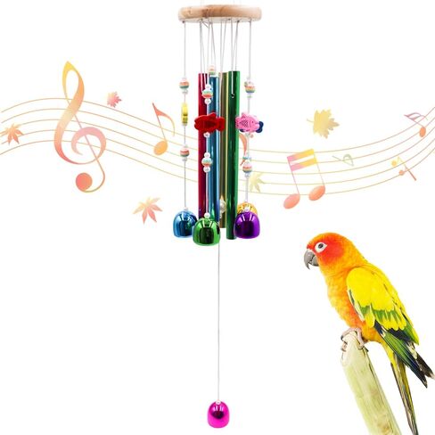 Parakeet Toys with Colorful Bells and Shining Sticks, Bird Cage Accessories Wind Chimes for Chewing, Chew Toys for African Grey, Budgies, Cockatiels, Lovebirds, Conures, Quakers, Small to Medium Birds in Kuwait