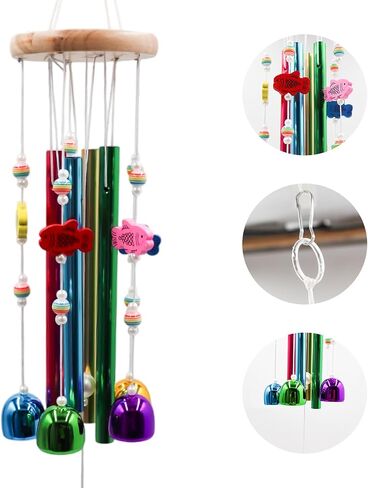Parakeet Toys with Colorful Bells and Shining Sticks, Bird Cage Accessories Wind Chimes for Chewing, Chew Toys for African Grey, Budgies, Cockatiels, Lovebirds, Conures, Quakers, Small to Medium Birds in Kuwait