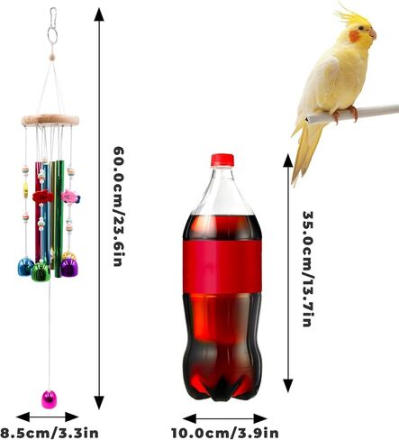 Parakeet Toys with Colorful Bells and Shining Sticks, Bird Cage Accessories Wind Chimes for Chewing, Chew Toys for African Grey, Budgies, Cockatiels, Lovebirds, Conures, Quakers, Small to Medium Birds in Kuwait