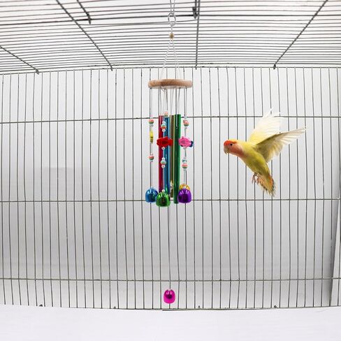 Parakeet Toys with Colorful Bells and Shining Sticks, Bird Cage Accessories Wind Chimes for Chewing, Chew Toys for African Grey, Budgies, Cockatiels, Lovebirds, Conures, Quakers, Small to Medium Birds in Kuwait