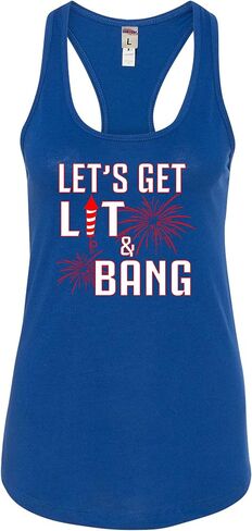 اذهب إلى جميع النساء ، لنحصل على Lit & Bang Funny 4th of July Fireworks Slicfeless Tank Top T-Shirt in Kuwait