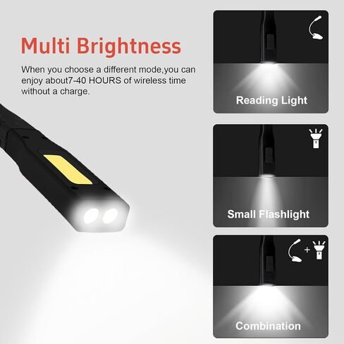 قراءة العنق ضوء برتقالي LED السطوع قابلة للشحن 10-80HRS مصباح الكتب القابلة للانحناء للقراءة في سرير الحياكة التخييم إصلاح هدايا القراءة in Kuwait