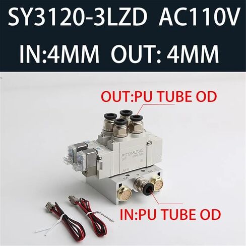 1PCS توليفة من صمام الملف اللولبي DC12V DC24V AC110V AC220V صمام التحكم في الأسطوانة SY3120-5LZD-M5 SY3120-3LZD-M5 4LZD 6LZD-M5 (SY3120-3LZD 4MM ، 3 مجموعات) in Saudi Arabia