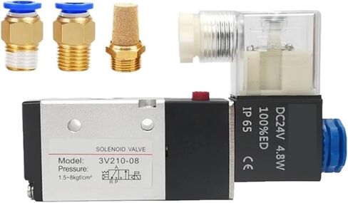 3V210-08 Pneumatic Solenoid Valve 3 Way 2 Position Air Directional Control Valve Pneumatic Valve DC12V 24V AC110V 220V(10mm fittings-NC,DC12V) in Saudi Arabia