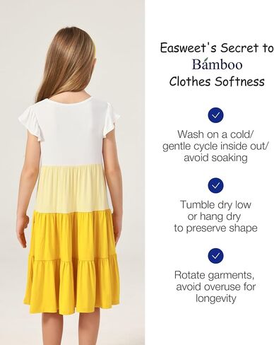 الفساتين الصيفية من الخيزران Viscose Girl 5-14y ، غلاف رفرفة مستويات الأرجوحة Midi Sundress مع جيوب in Kuwait