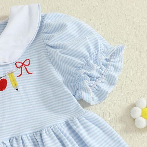 Kids Toddler Girls Back to School Dress First Day of School Apple Embroidery Dress Preschool Kindergarten Outfit in Kuwait