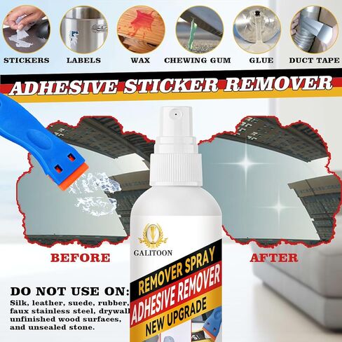 Adhesive Remover, Surface-Safe Glue Remover with Plastic Scraper, Sticker Remover for Easy Removal of Stickers, Labels, Decals, Tape Residue, Gum, Tar, Grease, Adhesive Remover for Cars in Kuwait