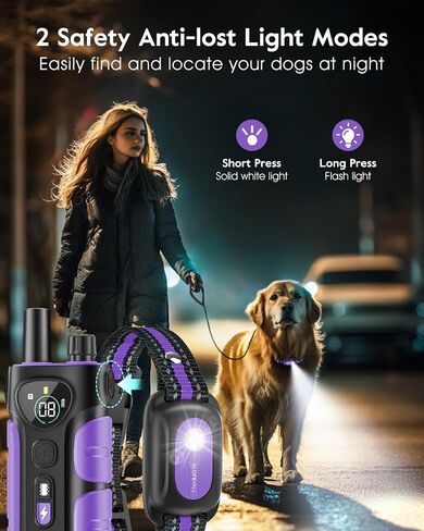 Dog Shock Collar,3300FT Dog Training Collar with Remote,IPX8 Waterproof E-Collar with Beep,Vibration,Shock,Flashing Light,Shock Lock Model,Rechargeable Electric Shock Collar for Dogs,Blue in Kuwait