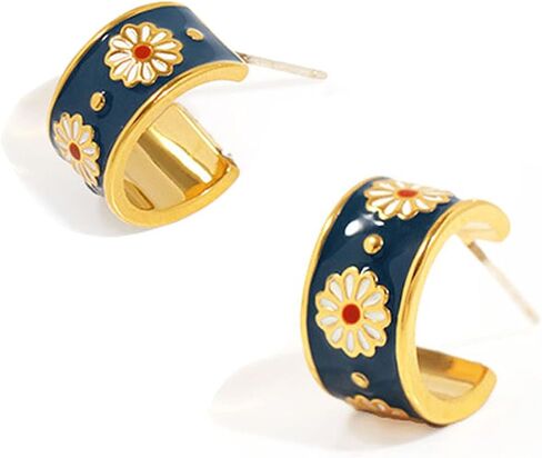 MALOYANVE 925 Sterling Silver Sunflower Studs Earrings for Women Dainty Cute 14k Gold Plated Vintage Boho Daisy Flower Piercing Stud Earrings Jewelry in Kuwait