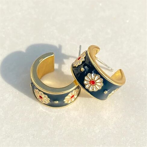 MALOYANVE 925 Sterling Silver Sunflower Studs Earrings for Women Dainty Cute 14k Gold Plated Vintage Boho Daisy Flower Piercing Stud Earrings Jewelry in Kuwait