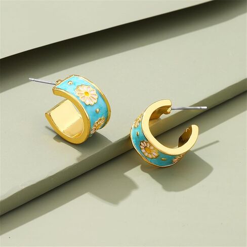 MALOYANVE 925 Sterling Silver Sunflower Studs Earrings for Women Dainty Cute 14k Gold Plated Vintage Boho Daisy Flower Piercing Stud Earrings Jewelry in Kuwait