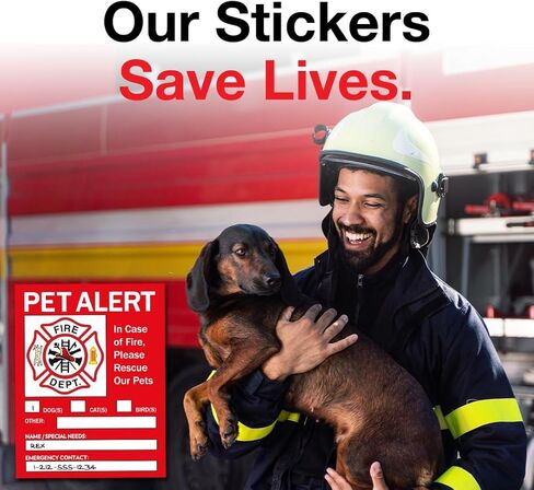 Pet Alert Safety Fire Rescue Sticker, 4"x5" 6pack - Save Our Pets Emergency Pet Inside Decal - in Case of Emergency Danger Pet in House Home Window Door Sign in Kuwait