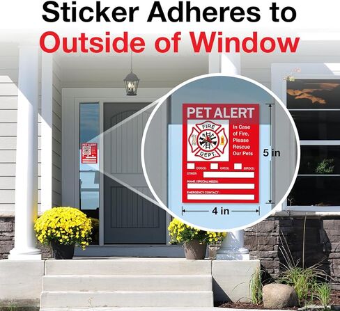 Pet Alert Safety Fire Rescue Sticker, 4"x5" 6pack - Save Our Pets Emergency Pet Inside Decal - in Case of Emergency Danger Pet in House Home Window Door Sign in Kuwait