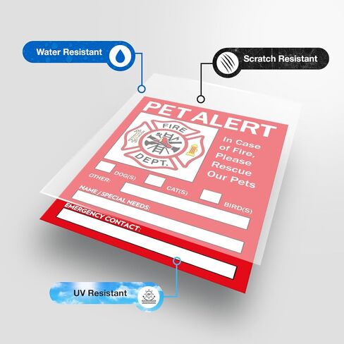 Pet Alert Safety Fire Rescue Sticker, 4"x5" 6pack - Save Our Pets Emergency Pet Inside Decal - in Case of Emergency Danger Pet in House Home Window Door Sign in Kuwait