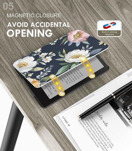 MoKo Case for All-New 7" Kindle Paperwhite 12th Generation 2024&Kindle Colorsoft Signature Edition 2024, Lightweight PU Protective Shell Cover with Auto Wake/Sleep for Kindle Paperwhite 2024, Black in Saudi Arabia