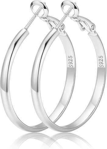 Gold Hoop Earrings for Women, Hypoallergenic 14K Gold Plated Hoops, Lightweight Sterling Silver Earrings for Women Jewelry Gifts 30/40/50/60MM in Saudi Arabia