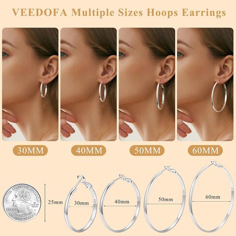 Gold Hoop Earrings for Women, Hypoallergenic 14K Gold Plated Hoops, Lightweight Sterling Silver Earrings for Women Jewelry Gifts 30/40/50/60MM in Saudi Arabia