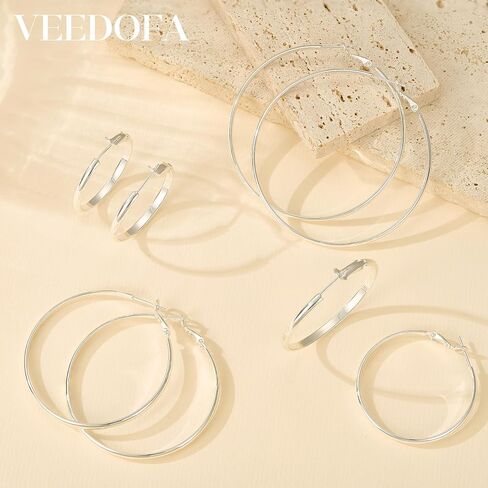 Gold Hoop Earrings for Women, Hypoallergenic 14K Gold Plated Hoops, Lightweight Sterling Silver Earrings for Women Jewelry Gifts 30/40/50/60MM in Saudi Arabia