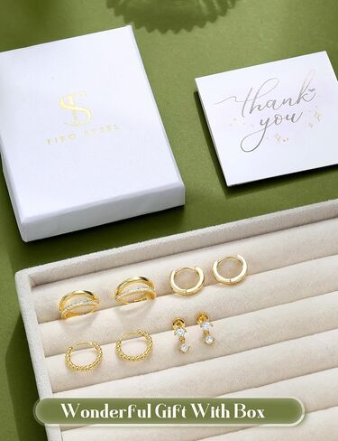 Small Gold Hoop Earrings for Women Hypoallergenic - 14K Gold Silver Plated Earring Stacks Non Tarnish Huggie Hoop Earring Flat Back Stud Earring Sets for Multiple Piercing Cartilage Earring Jewelry 4Pairs in Saudi Arabia