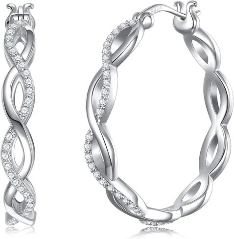 925 sterling Silver Hoop أقراط للنساء hypoallergenic Zirconia Zirconia twisted eearrings خفيفة الوزن الأقطاب من المجوهرات in Kuwait