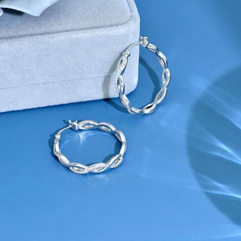 925 sterling Silver Hoop أقراط للنساء hypoallergenic Zirconia Zirconia twisted eearrings خفيفة الوزن الأقطاب من المجوهرات in Kuwait