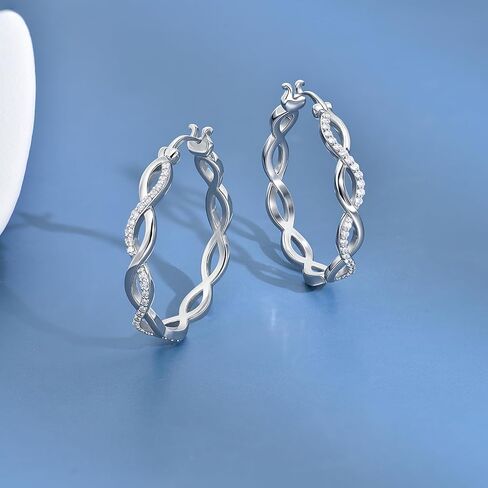 925 sterling Silver Hoop أقراط للنساء hypoallergenic Zirconia Zirconia twisted eearrings خفيفة الوزن الأقطاب من المجوهرات in Kuwait