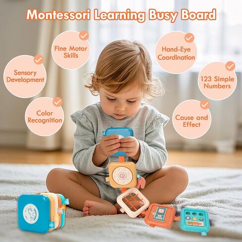 Busy Board for 1 Year Old, Montessori Toys for 1 2 Year Old Boy Girl Birthday Gifts, 8 in1 Travel Sensory Toys for Toddlers 1-3 Fine Motor Skills Learning Baby Toy 12-18 Months, Easter Basket Stuffers in Saudi Arabia