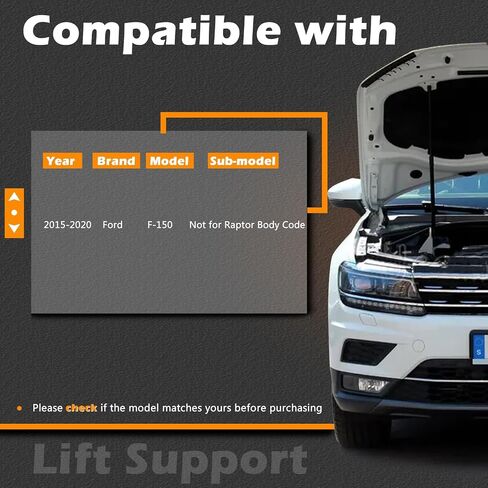 15.34 في 2pcs الدعم الدعم للرفع الدعامة غاز صدمات الربيع قضيب متوافق مع Ford F-150 F150 2015-2020 يحل محل # FL3Z-16C826-B (ملاحظة: ليس من أجل رابتور ، رمز الجسم 13th Gen) in Saudi Arabia