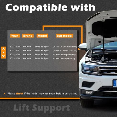 22.04in 2pcs Liftgate Lift Lift Support Tailgate Scruts Gas Spring Shocks Rod متوافق مع Hyundai Santa Fe Sport 2015-2017 يحل محل 81771-4Z500 81781-4Z500 4 DOOR ، in Saudi Arabia