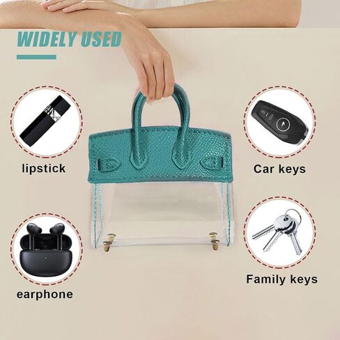 Mini Creative Handbag Car Key Case, Exquisite Transparent Key Chain Holder Bag, Cute Key Fob Keychain Case Small Handbag for Woman Girl (Blue) in Saudi Arabia