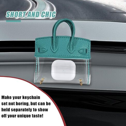 Mini Creative Handbag Car Key Case, Exquisite Transparent Key Chain Holder Bag, Cute Key Fob Keychain Case Small Handbag for Woman Girl (Blue) in Saudi Arabia