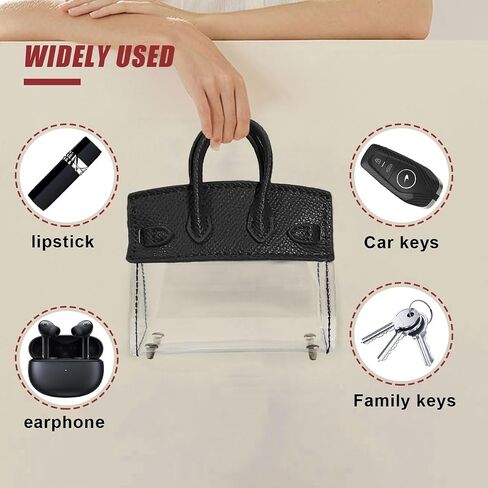 Mini Creative Handbag Car Key Case, Exquisite Transparent Key Chain Holder Bag, Cute Key Fob Keychain Case Small Handbag for Woman Girl (Blue) in Saudi Arabia