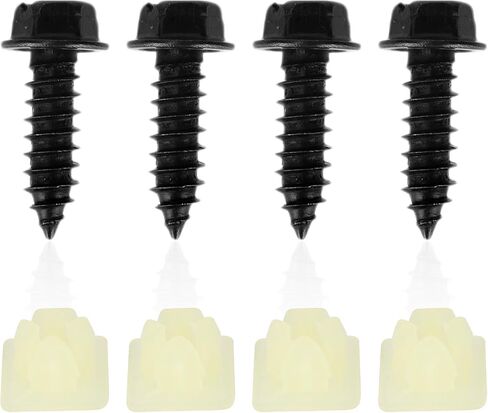 License Plate Screw Kit, Include 4pcs Nylon Screw Retainers & 4pcs Black License Plate Screws for Securing Licenses Plates, Covers, Frames in Saudi Arabia