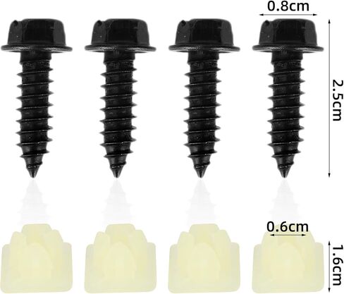 License Plate Screw Kit, Include 4pcs Nylon Screw Retainers & 4pcs Black License Plate Screws for Securing Licenses Plates, Covers, Frames in Saudi Arabia