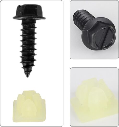 License Plate Screw Kit, Include 4pcs Nylon Screw Retainers & 4pcs Black License Plate Screws for Securing Licenses Plates, Covers, Frames in Saudi Arabia