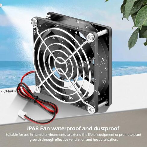 Wathai IP68 120mm x 38mm 12V DC Waterproof Exhaust Fan High CFM Dual Ball 12 Volt Fan 2Pin for DIY RV Fridge Refrigerator Greenhouse Mushroom Solar Battery Box Ventilation Cooling in Saudi Arabia