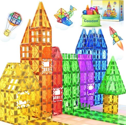 100PCS Magnetic Tiles STEM Building Toys Set with 2 Cars, Sensory Stacking Magnetic Blocks for Toddlers & Kids, Ideal for Preschool Montessori Toys Christmas Birthday Gifts for Boys & Girls Ages 3+ in Saudi Arabia